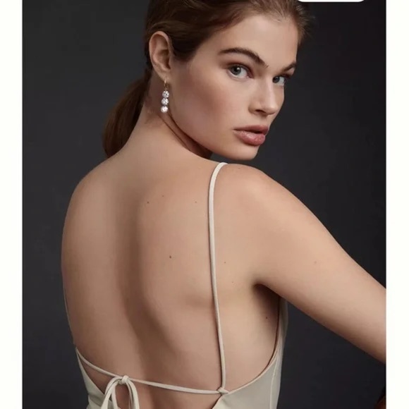 BHLDN Remy Cowl-Neck Faux-Wrap satin gown dress size US 2 - Picture 2 of 7